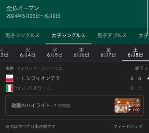 【全仏オープン】女子Sの優勝はシフィオンテク選手！！